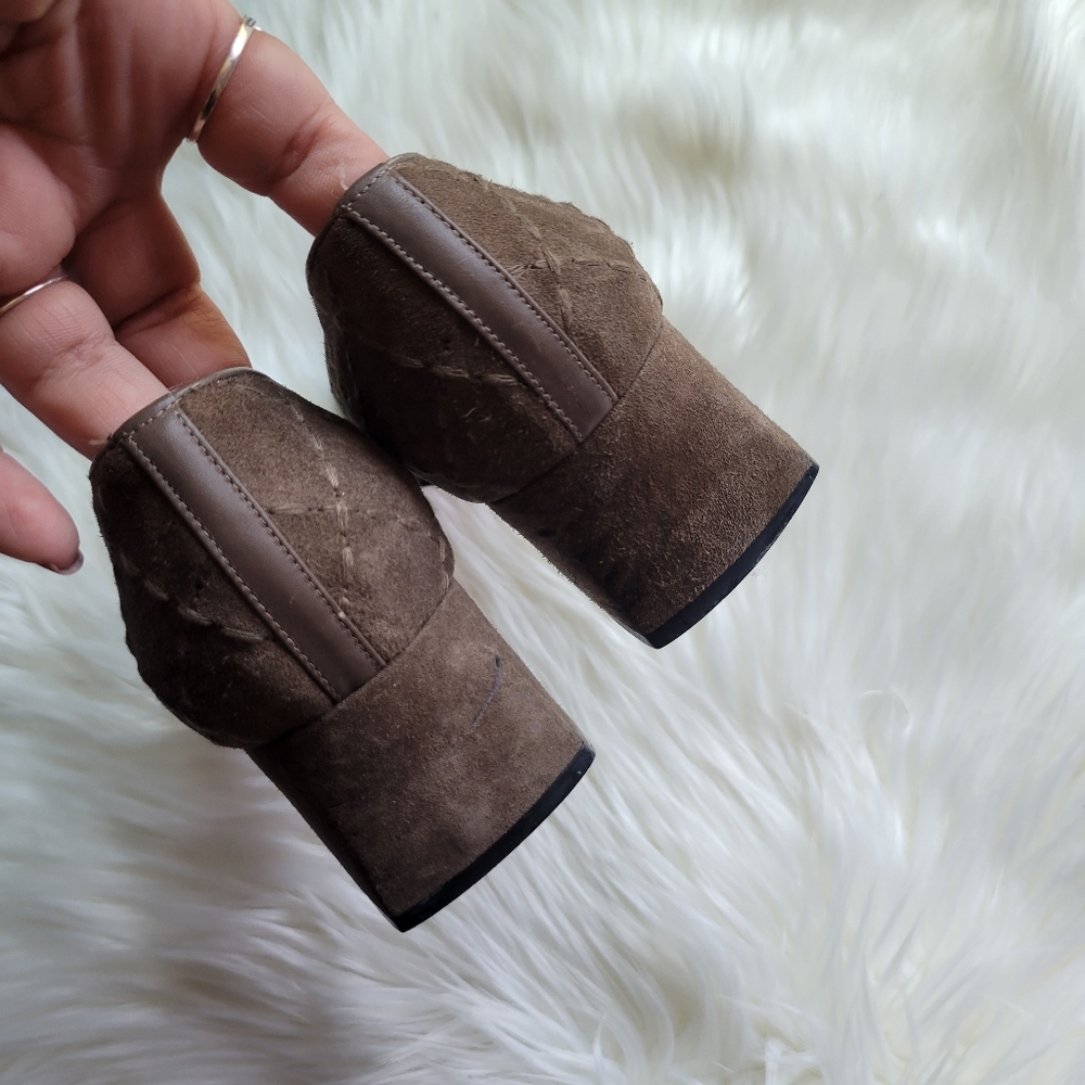 Ferragamo Suede Quilted Block Heel Pumps - Picture 10 of 10